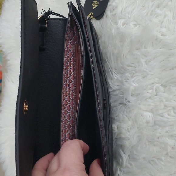 Moda Luxe Black Leather Clutch NWT - Picture 4 of 11